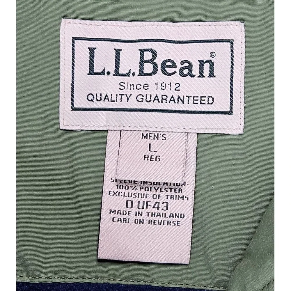 LL Bean Warm-Up Jacket Mens L Green Fleece Lined Polartec Bomber Coat READ FLAWS